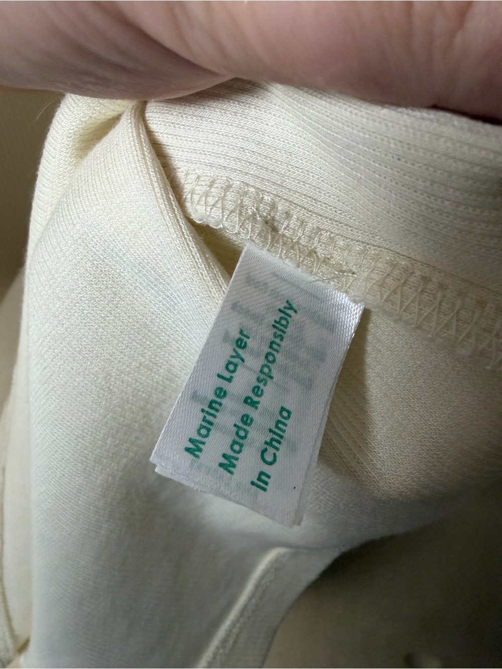Marine Layer Cream Lexi Rib Ringer Tee Size Small - Picture 4 of 6